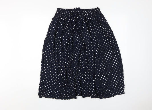 St Michael Women's Blue Polka Dot Long A-Line Skirt, Size 14