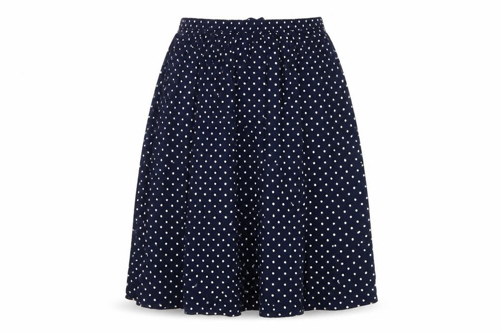 St Michael Women's Blue Polka Dot Long A-Line Skirt, Size 14