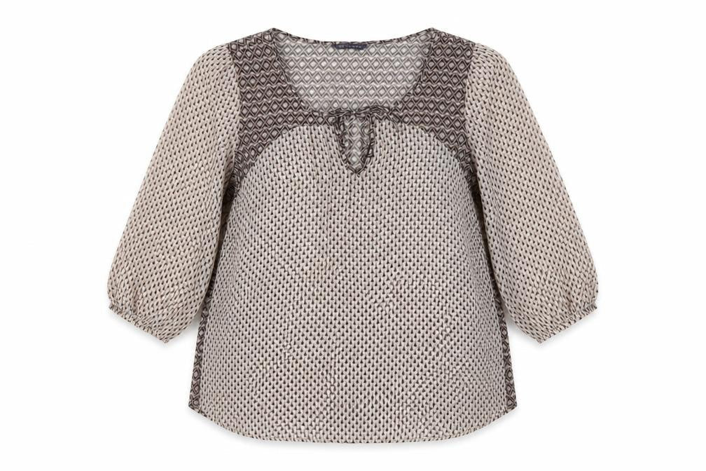 Marks & Spencer Women's Beige Geometric Tunic Blouse Size 14