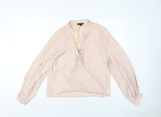 Topshop Women’s Beige Wrap Blouse, Size 6, Casual Chic