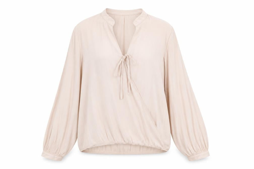Topshop Women’s Beige Wrap Blouse, Size 6, Casual Chic