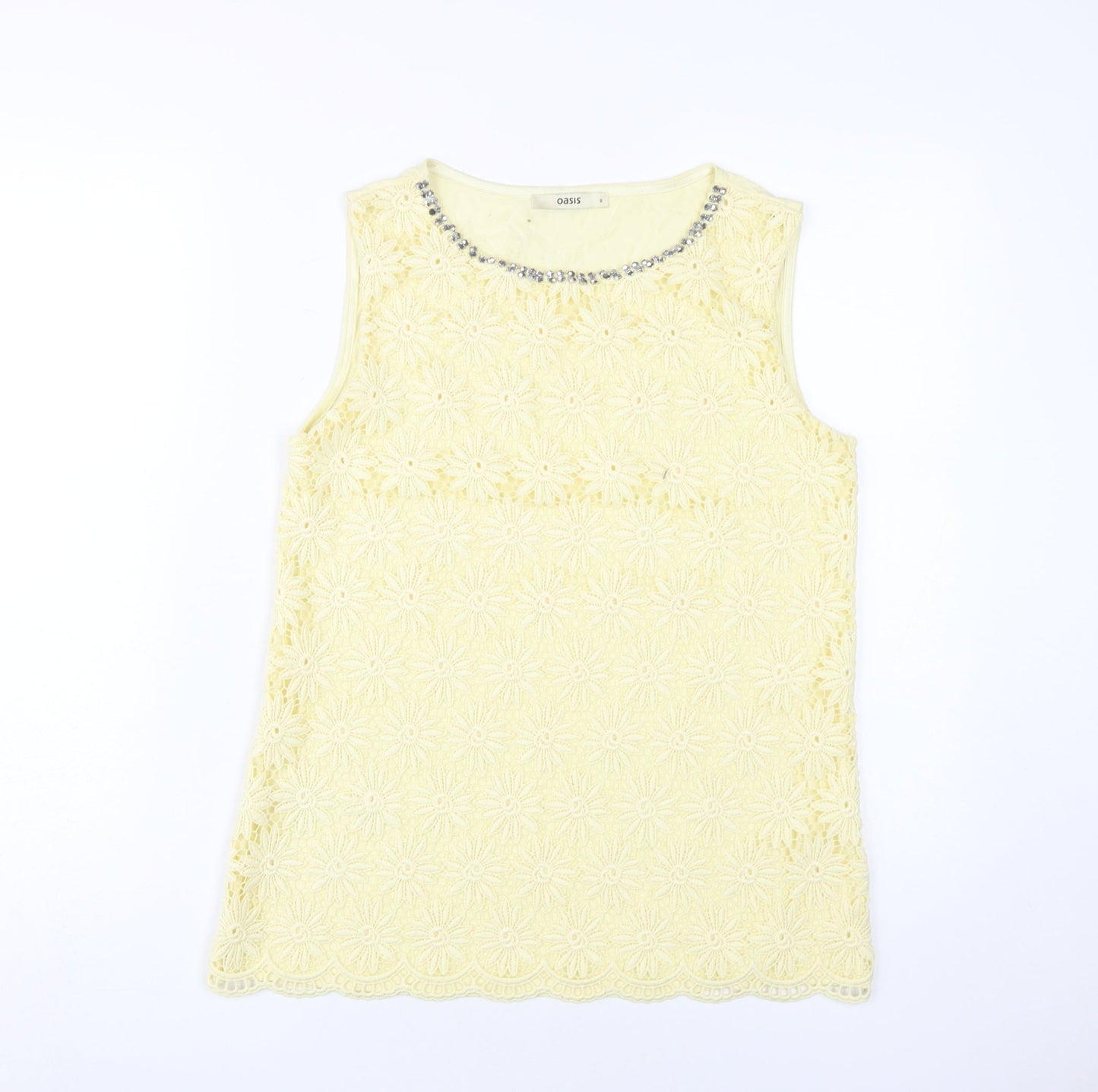 Oasis Women's Yellow Beaded Tank Top Size 8