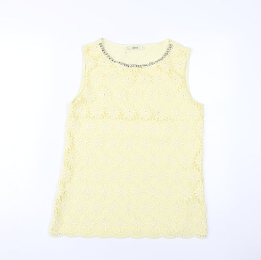 Oasis Women's Yellow Beaded Tank Top Size 8