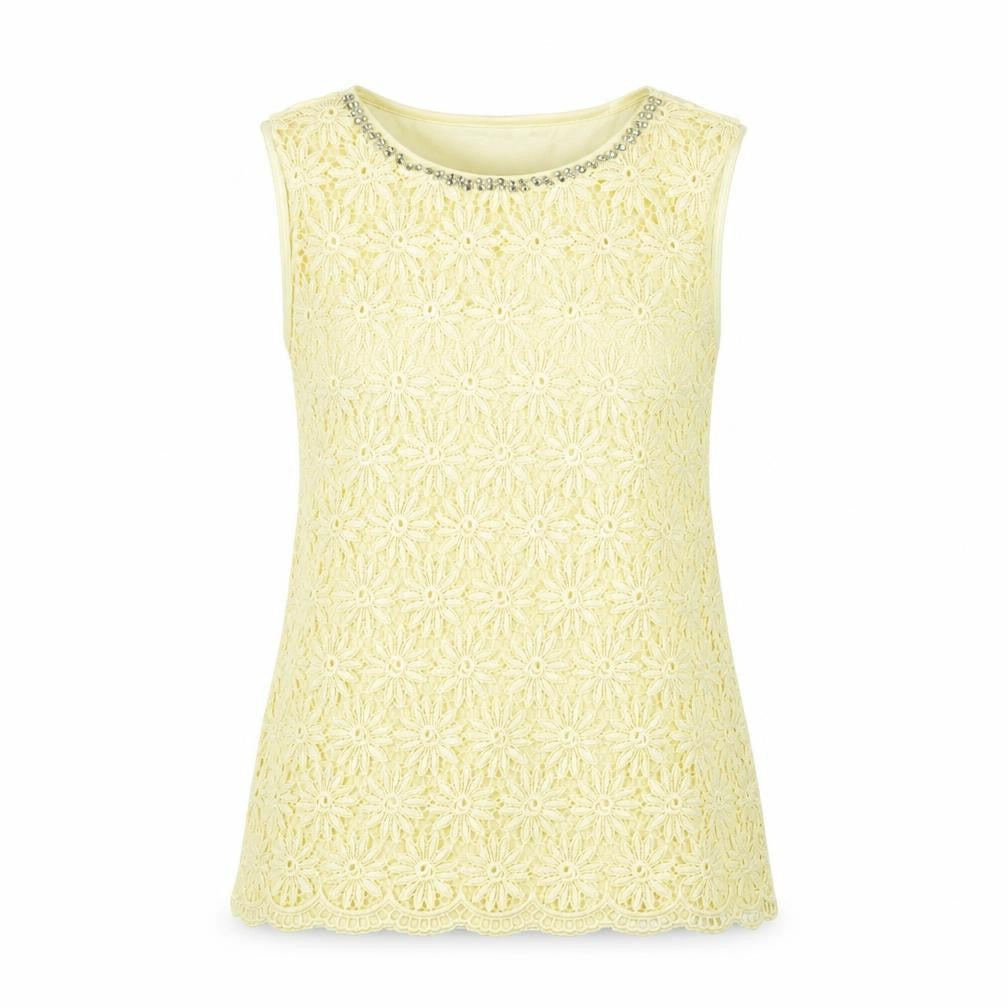 Oasis Women's Yellow Beaded Tank Top Size 8