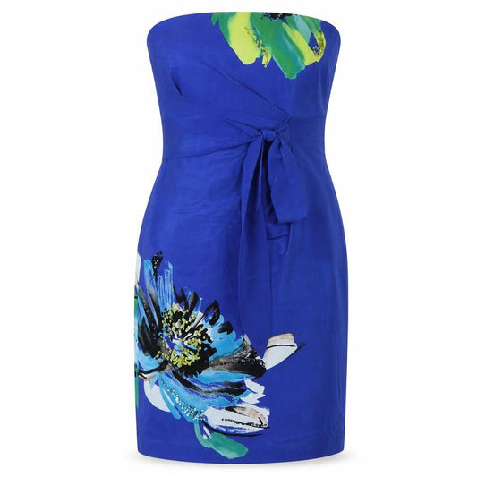Coast Blue Silk Floral Strapless Sheath Dress 10