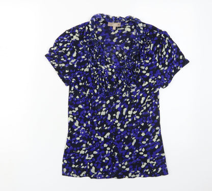 Additional front view of Soon Women's Blue V-Neck Blouse, size 10