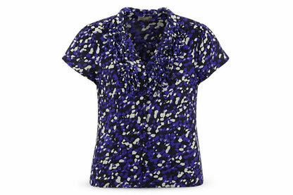 Front view of Soon Women's Blue V-Neck Blouse, size 10