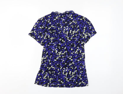 Back view of Soon Women's Blue V-Neck Blouse, size 10