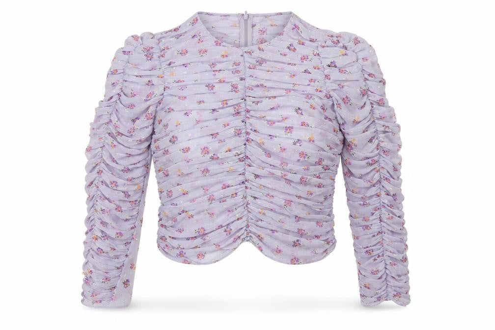 Zara Women's Purple Floral Cropped Blouse, S
