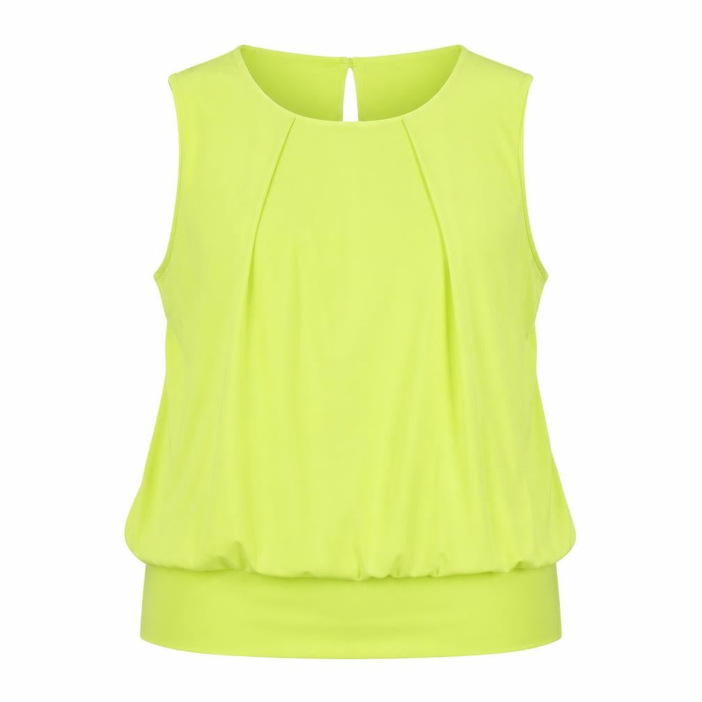 Roman Women's Yellow Sleeveless Round Neck Top