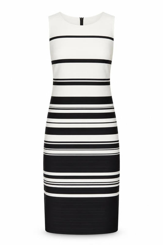 Next Women's Black Striped Sheath Dress Size 10