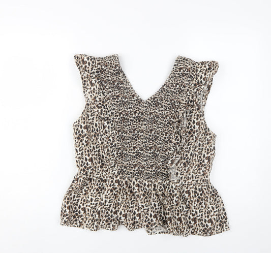 Dorothy Perkins Women's V-Neck Animal Print Blouse Size 16
