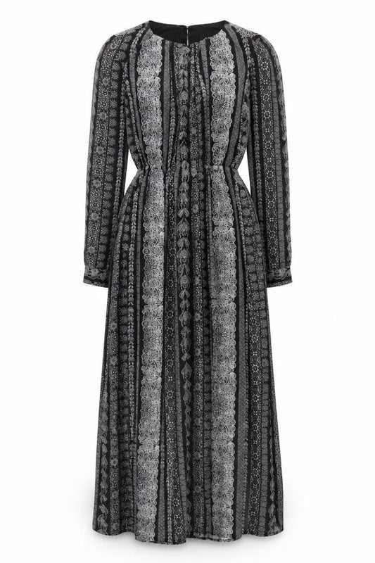 Monki Women's Black Geometric A-Line Midi Dress