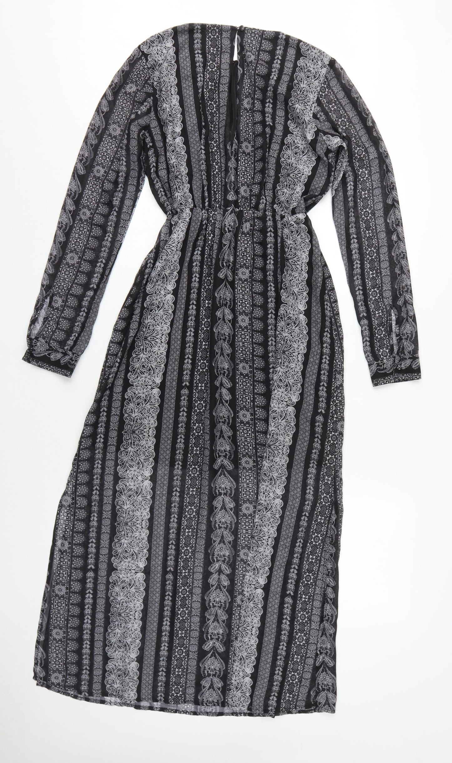 Monki Women's Black Geometric A-Line Midi Dress