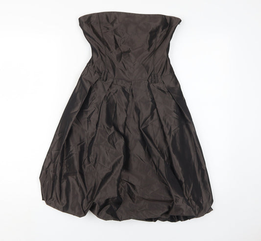 Zara Basic Women's Brown Bubble Hem Party Dress S