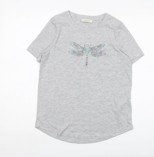 Oasis Women's Grey XS Basic Crew Neck T-Shirt