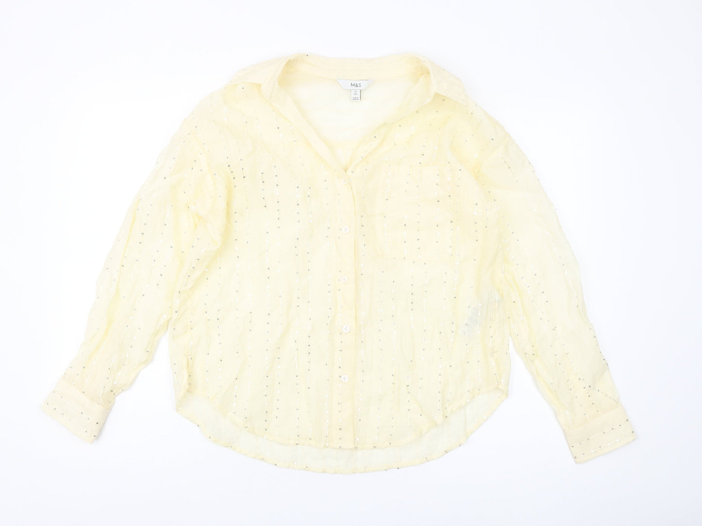 Marks and Spencer Women's Yellow Blouse - Size 10