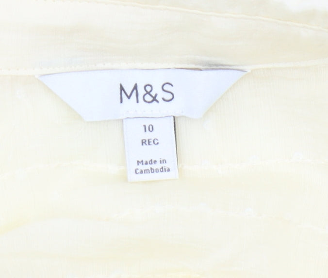 Marks and Spencer Women's Yellow Blouse - Size 10