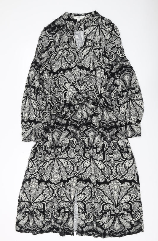 Marks and Spencer Womens Black Paisley A-Line Dress