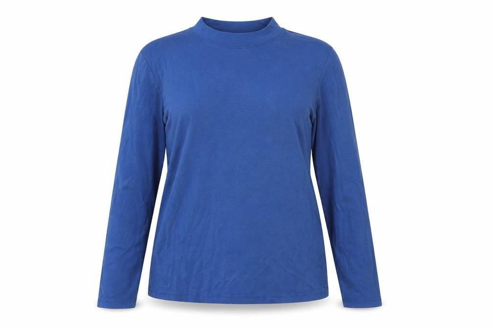 Monki Women's Blue High Neck Long Sleeve T-Shirt M