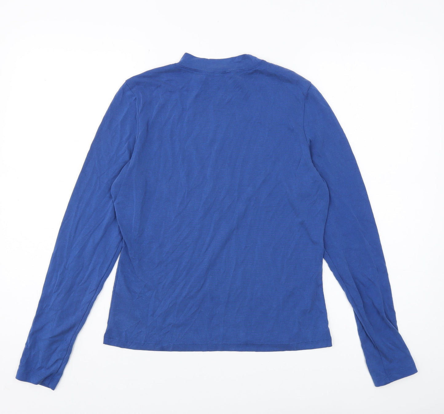 Monki Women's Blue High Neck Long Sleeve T-Shirt M