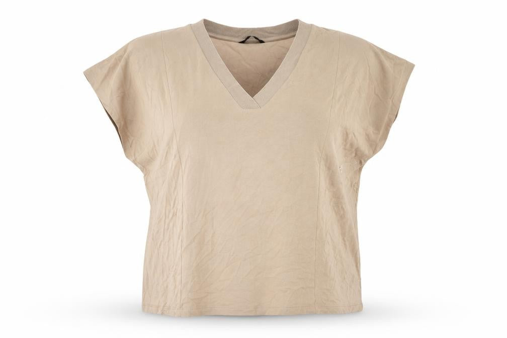 Marks & Spencer Women's Beige V-Neck Relaxed T-Shirt