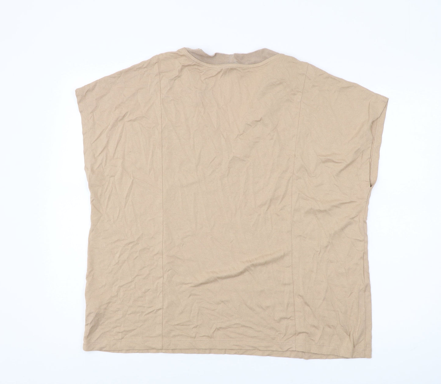 Marks and Spencer Women's Beige V-Neck Relaxed T-Shirt
