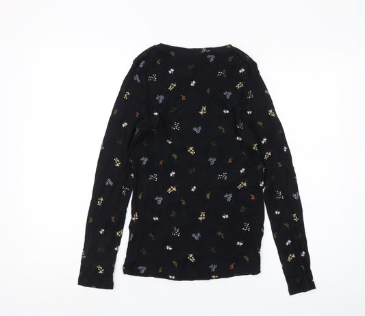 Marks and Spencer Black Embroidered Women's T-Shirt Size 10
