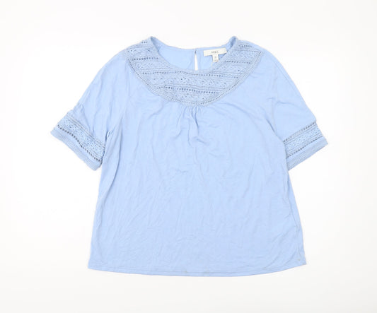 Marks and Spencer Women's Blue Blouse 12 with Crochet Accent