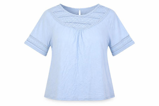 Marks and Spencer Women's Blue Blouse 12 with Crochet Accent