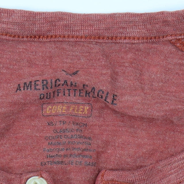American Eagle Men's Red XS Henley T-Shirt Classic Fit