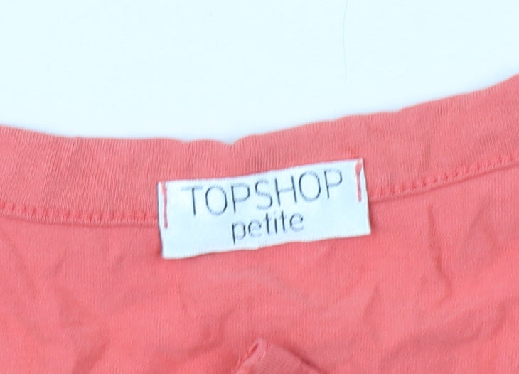 Topshop Women's Red Wrap Blouse Size 10 Petites