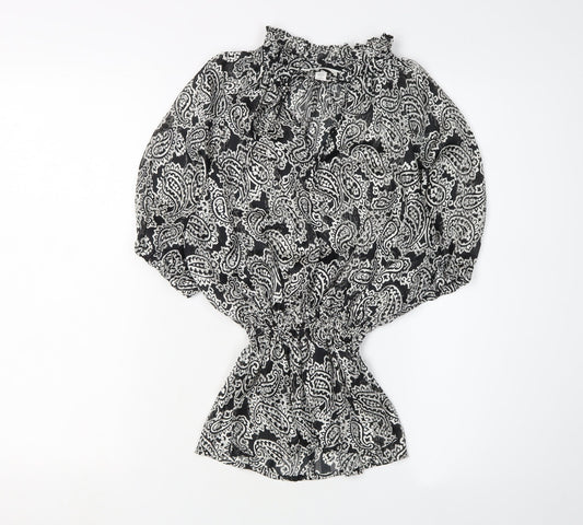H&M Women’s Black Paisley Tunic Blouse XS