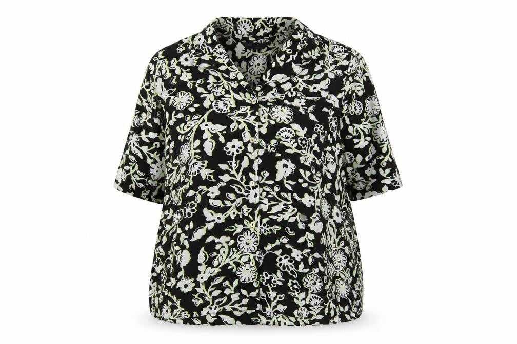 Marks & Spencer Women's Black Floral Button-Up Shirt