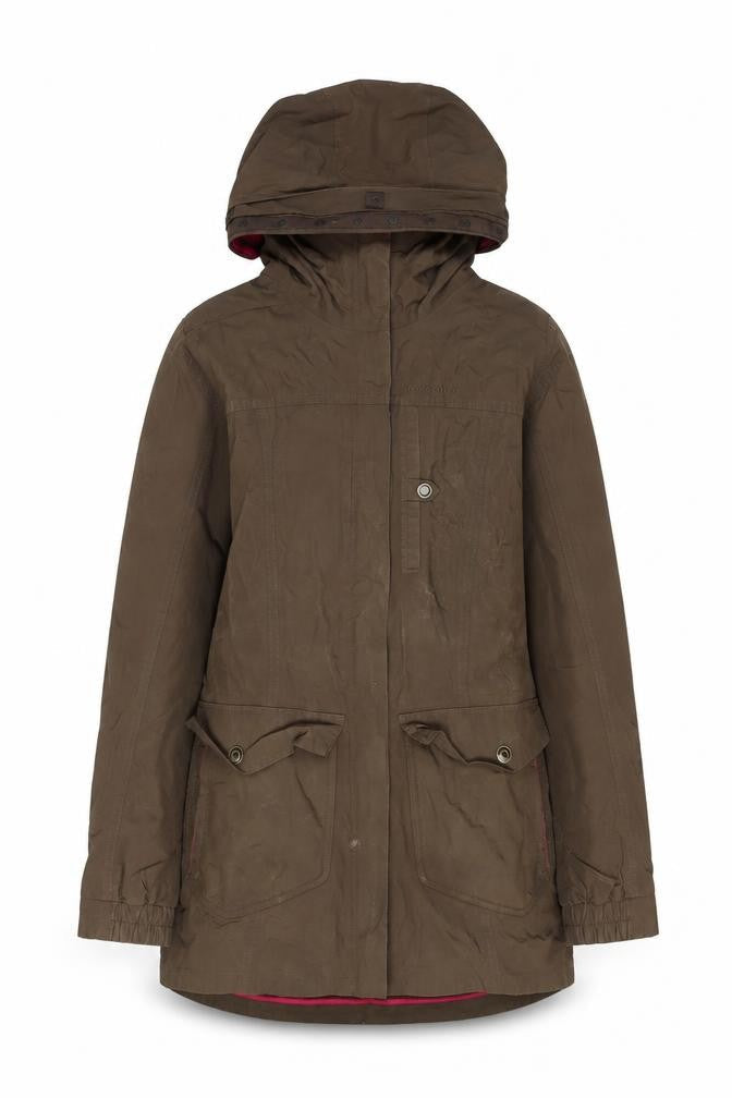Quechua Girls Brown Parka Jacket with Hood, Size 14 Years