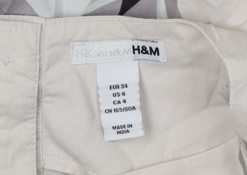 H&M Women's Beige Floral Shift Dress Size 6
