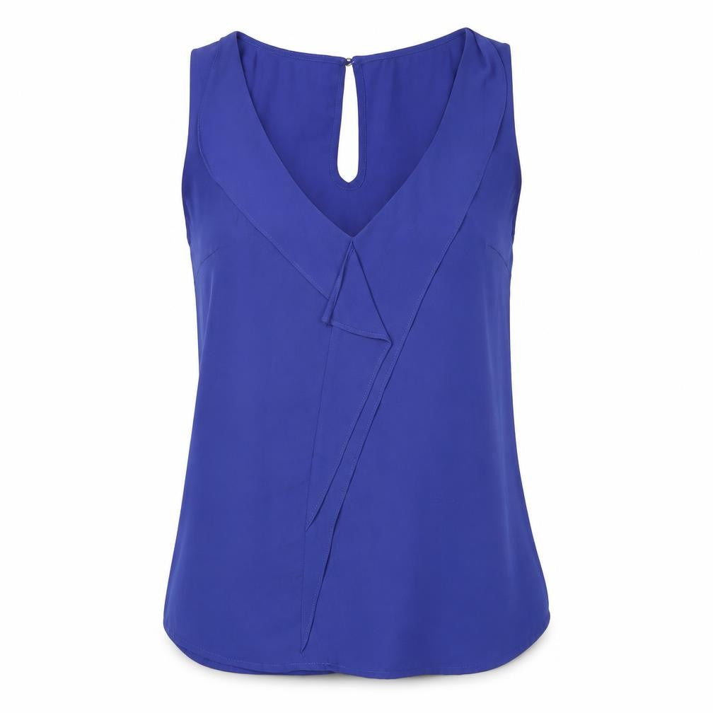 Oasis Women's Blue Sleeveless V-Neck Blouse