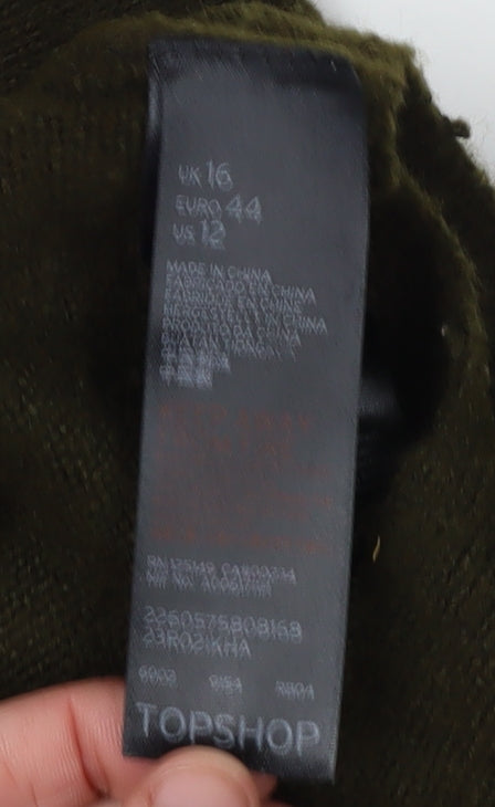 Topshop Women's Green Roll Neck Jumper UK 16