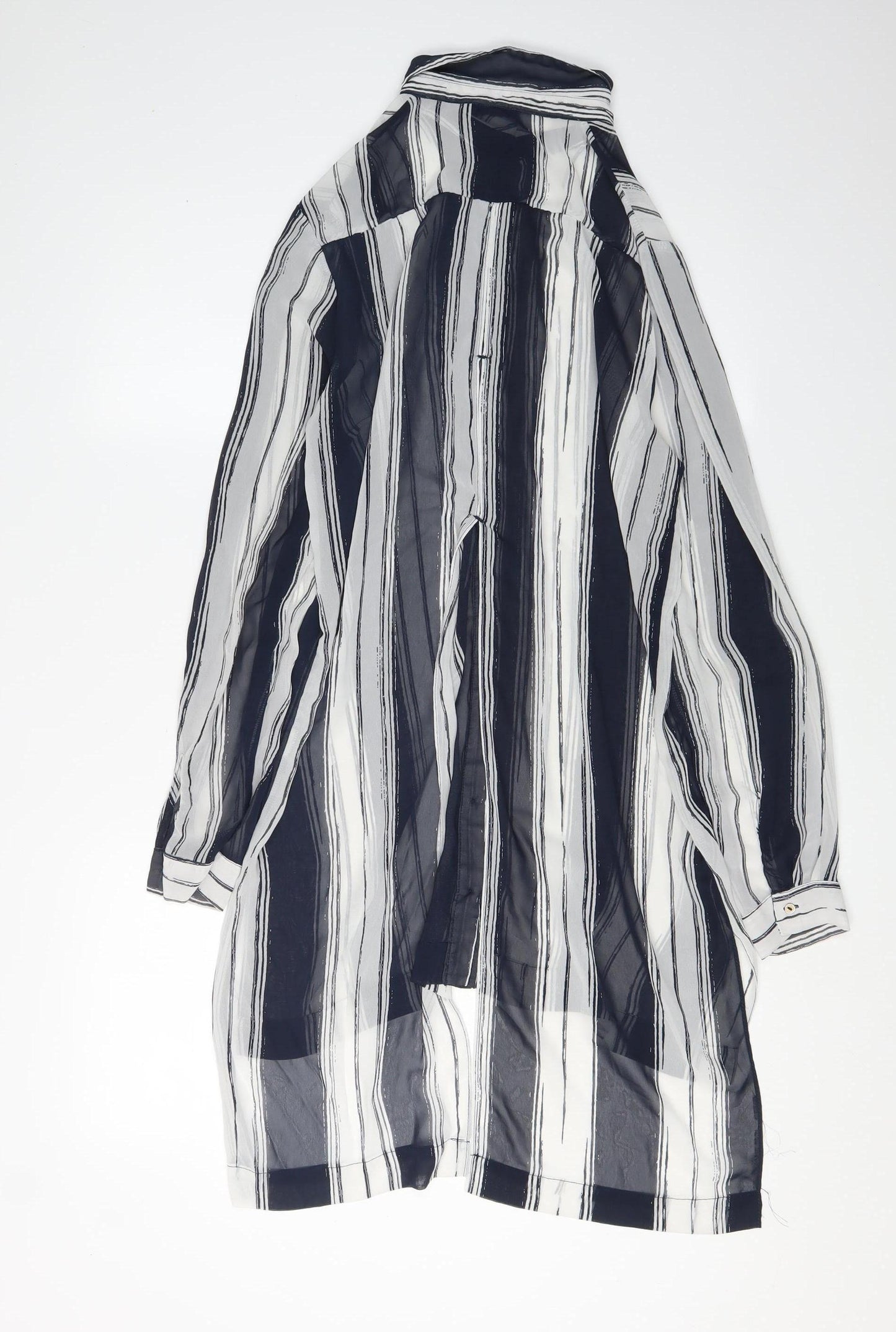 River Island Women's Black Striped Tunic Blouse Size 12