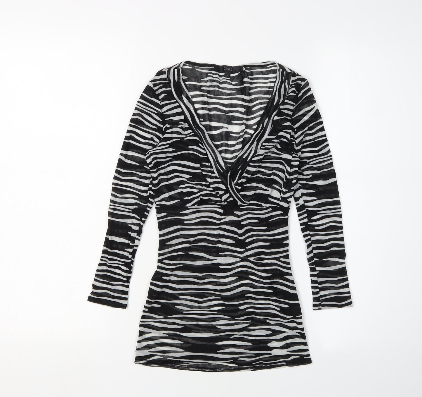 Coast Women's Black Animal Print V-Neck Wrap Blouse