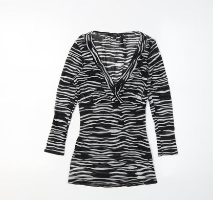 Coast Women's Black Animal Print V-Neck Wrap Blouse