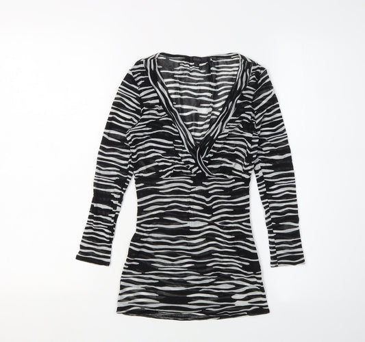 Coast Women's Black Animal Print V-Neck Wrap Blouse