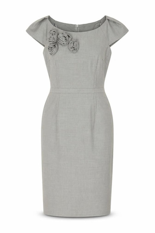 Oasis Women's Grey Sheath Dress Size 10 Short Sleeve