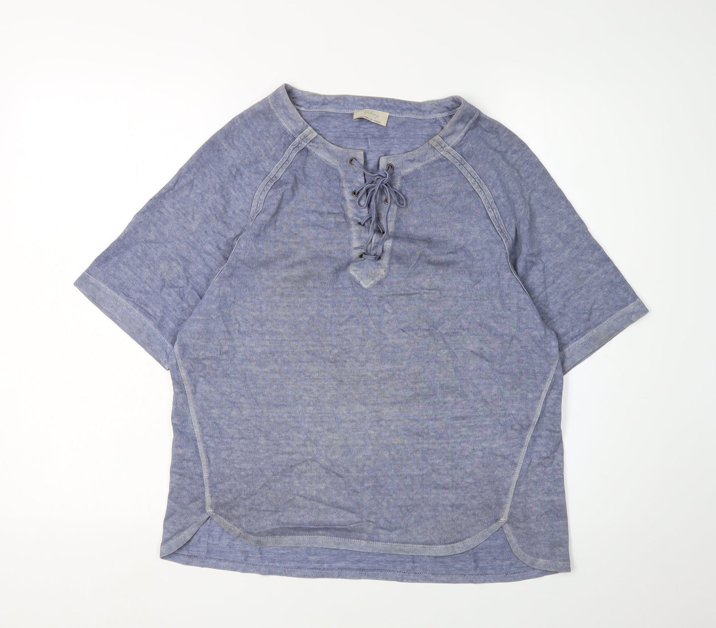 Wrap Women's Blue Short Sleeve Hemp Wrap T-Shirt - Size 8