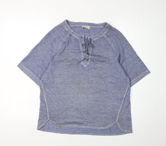 Wrap Women's Blue Short Sleeve Hemp Wrap T-Shirt - Size 8