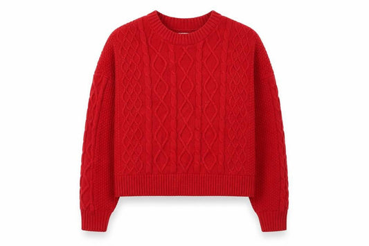 Hollister Women's Red Pullover Cable-Knit Jumper L