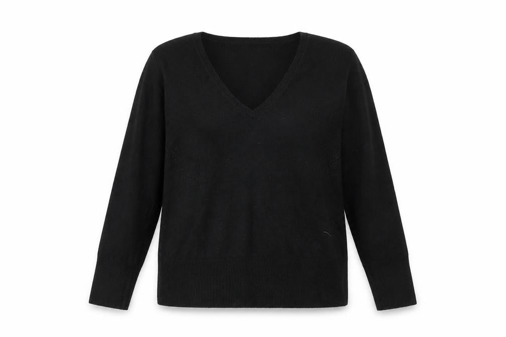 Petite Collection Women's Black V-Neck Pullover Jumper