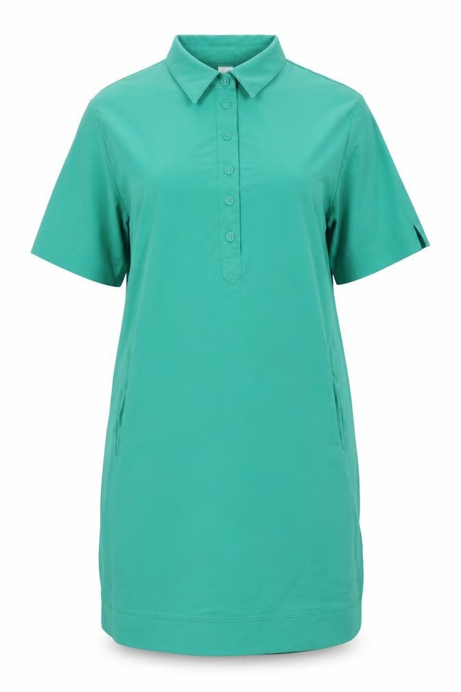 Collection L Women's Green Collared Shirt Dress Plus Size