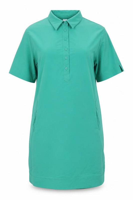 Collection L Women's Green Collared Shirt Dress Plus Size