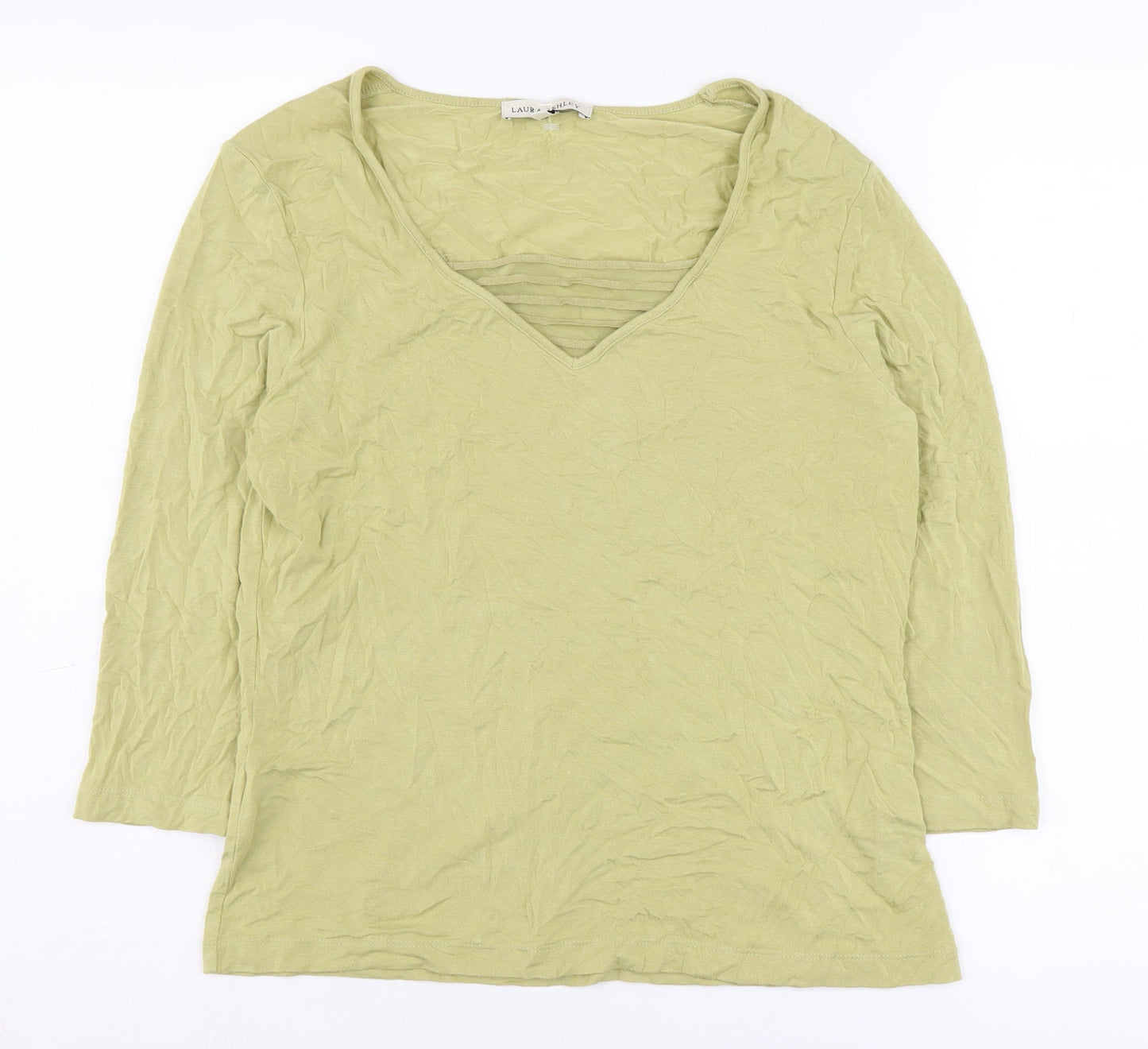 Laura Ashley Women’s Green Viscose Blouse, Size 16, 3/4 Sleeve